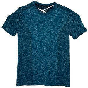 NWT Under Armour Heatgear Threadborne Shirt Mens Size M V-Neck Short Sleeve Blue
